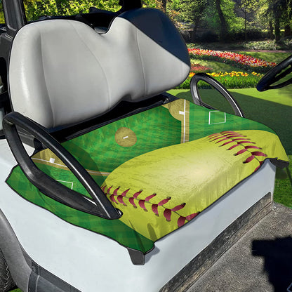 Softball Field And Ball Print Golf Cart Seat Cover