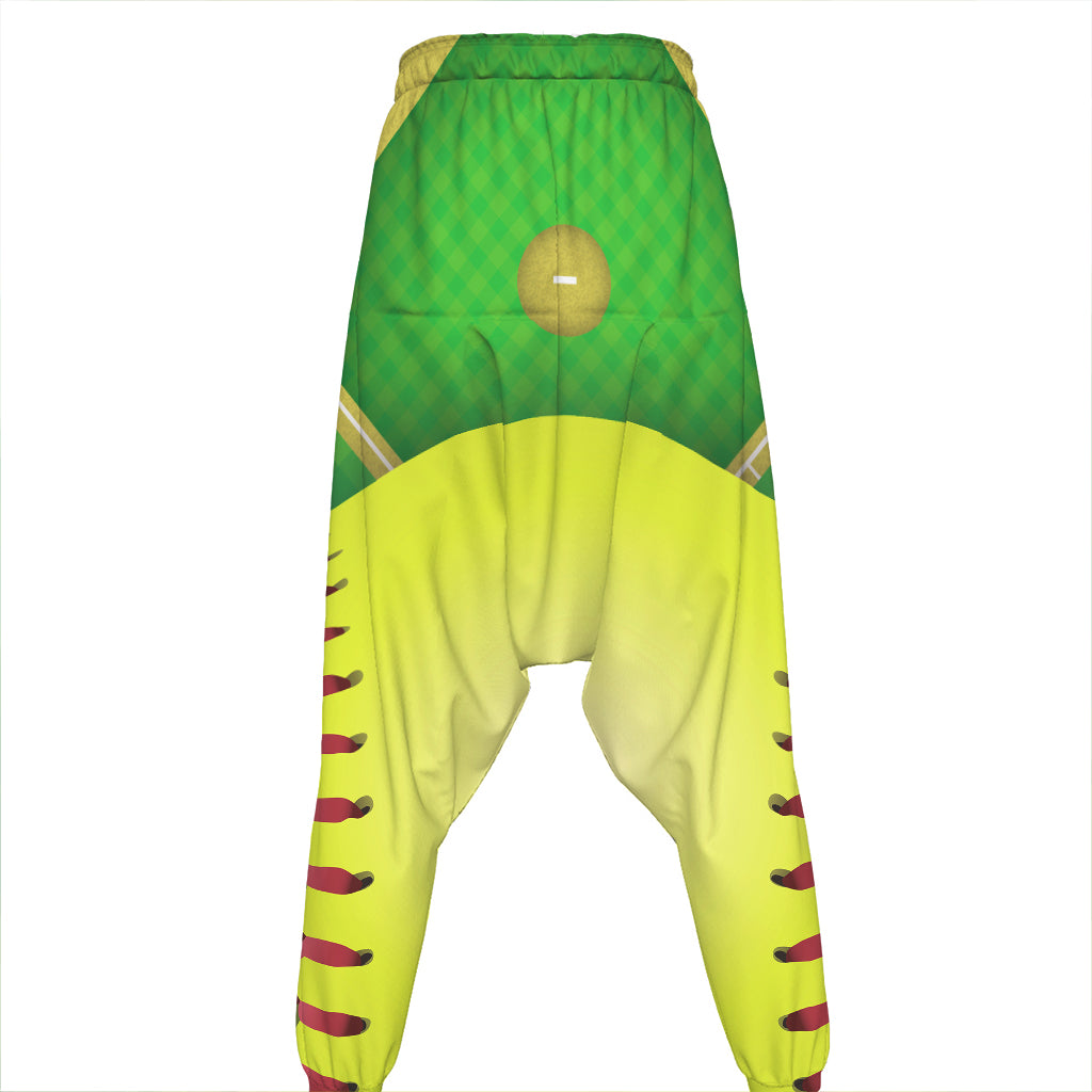 Softball Field And Ball Print Hammer Pants