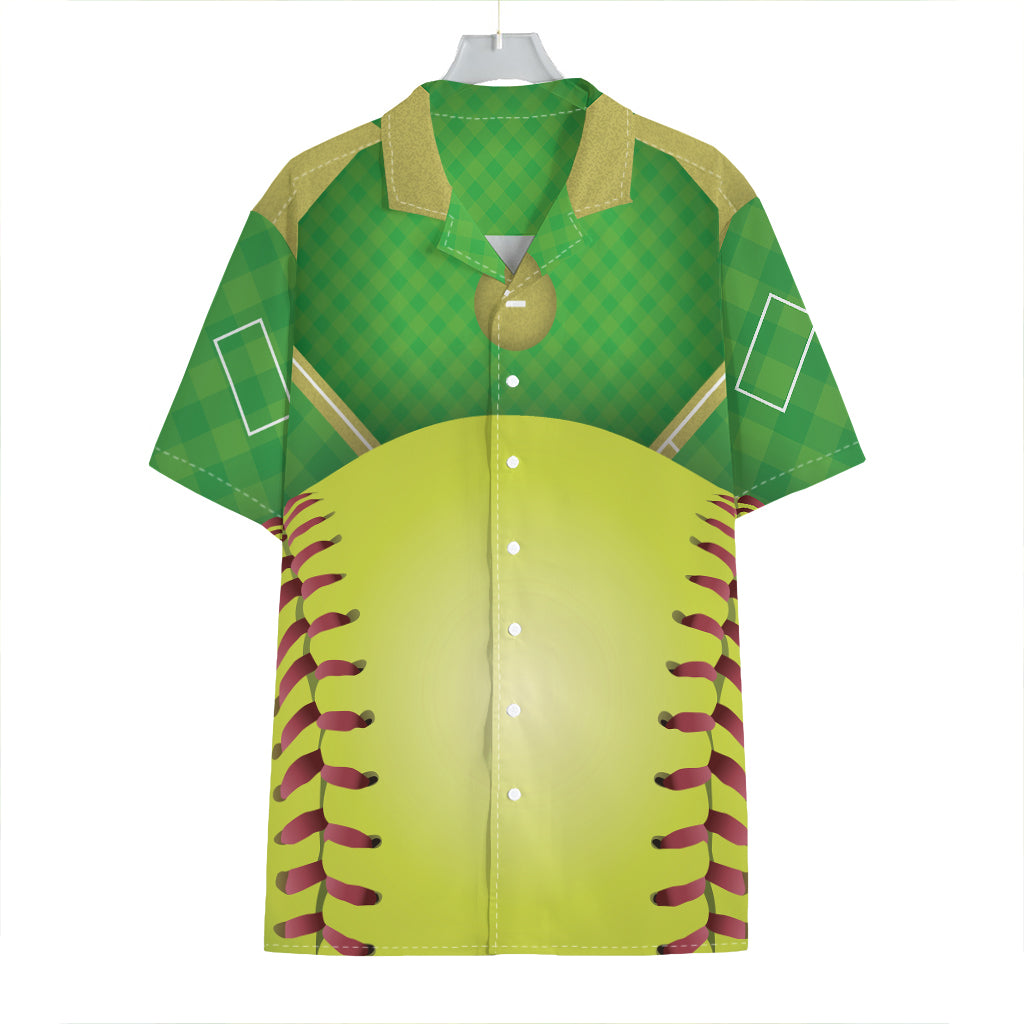 Softball Field And Ball Print Hawaiian Shirt