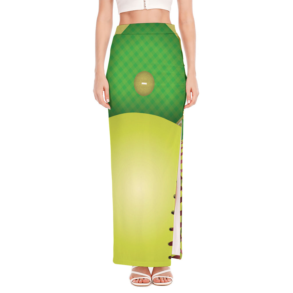 Softball Field And Ball Print High Slit Maxi Skirt