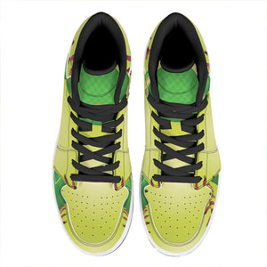 Softball Field And Ball Print High Top Leather Sneakers