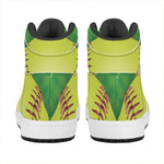 Softball Field And Ball Print High Top Leather Sneakers