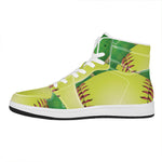 Softball Field And Ball Print High Top Leather Sneakers