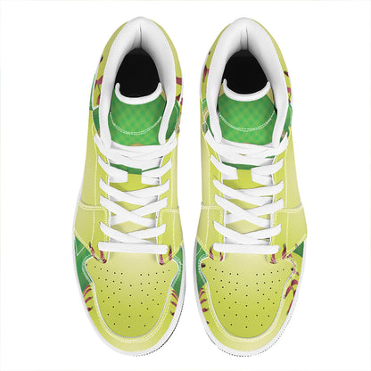 Softball Field And Ball Print High Top Leather Sneakers