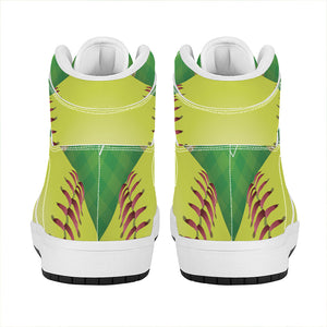 Softball Field And Ball Print High Top Leather Sneakers