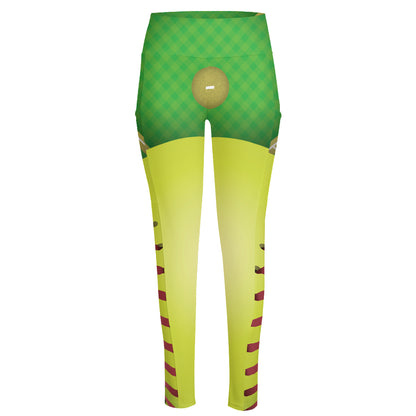 Softball Field And Ball Print High-Waisted Pocket Leggings