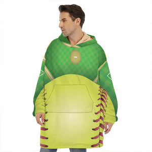 Softball Field And Ball Print Hoodie Blanket