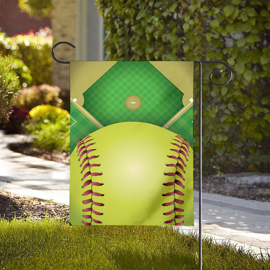 Softball Field And Ball Print House Flag