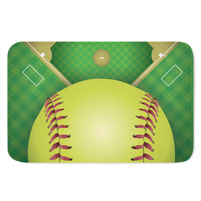 Softball Field And Ball Print Indoor Door Mat