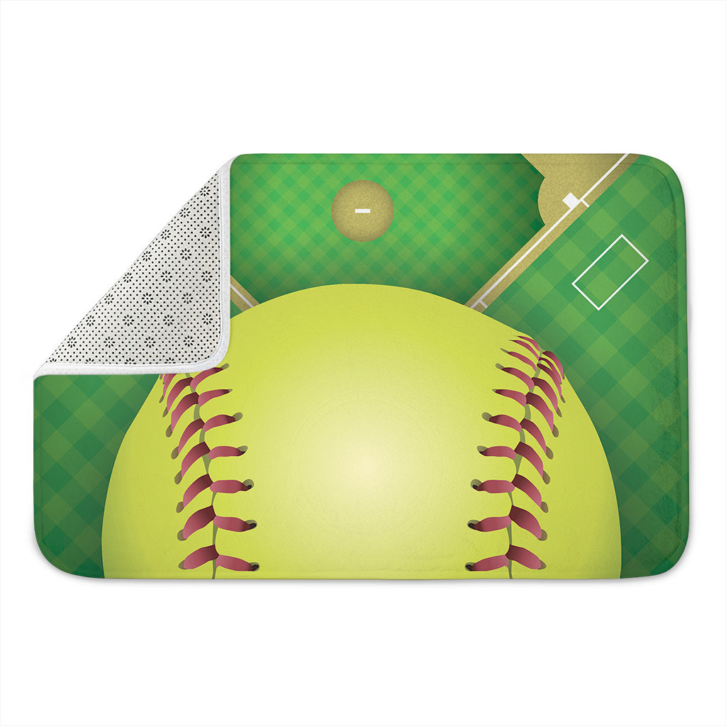 Softball Field And Ball Print Indoor Door Mat