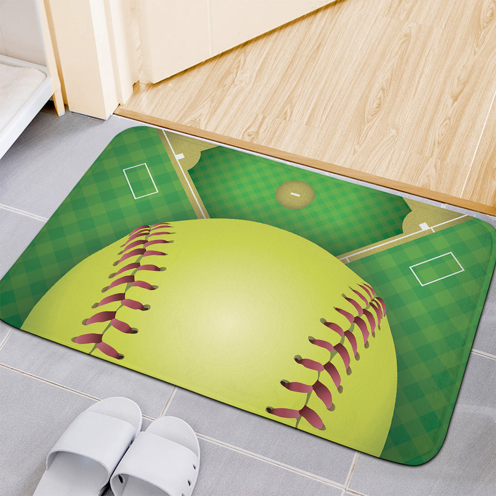 Softball Field And Ball Print Indoor Door Mat