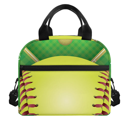 Softball Field And Ball Print Insulated Lunch Bag