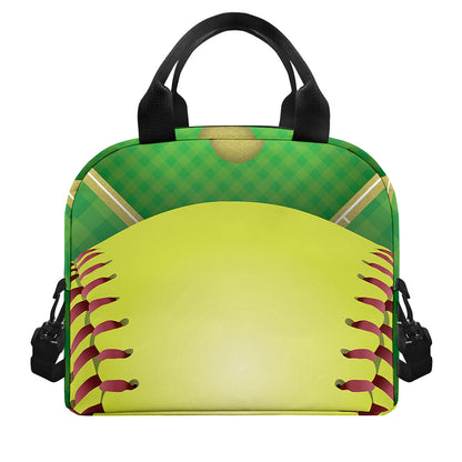 Softball Field And Ball Print Insulated Lunch Bag