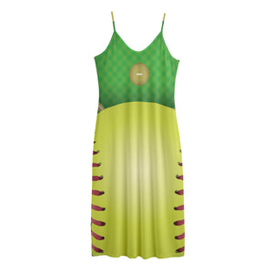 Softball Field And Ball Print Jersey Midi Cami Dress