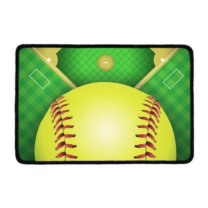 Softball Field And Ball Print Kitchen Mat