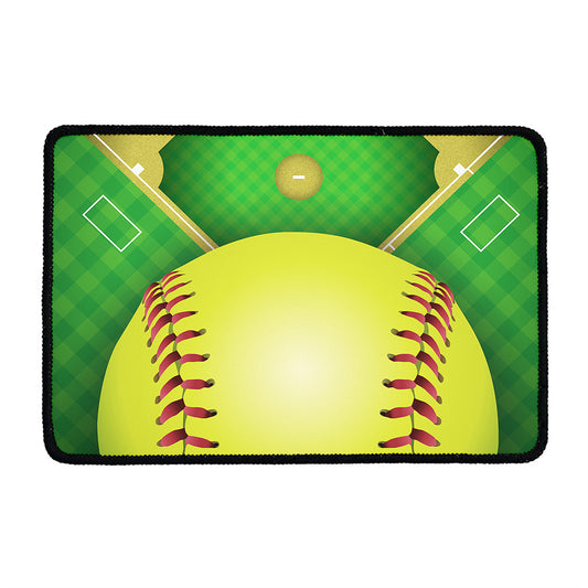 Softball Field And Ball Print Kitchen Mat