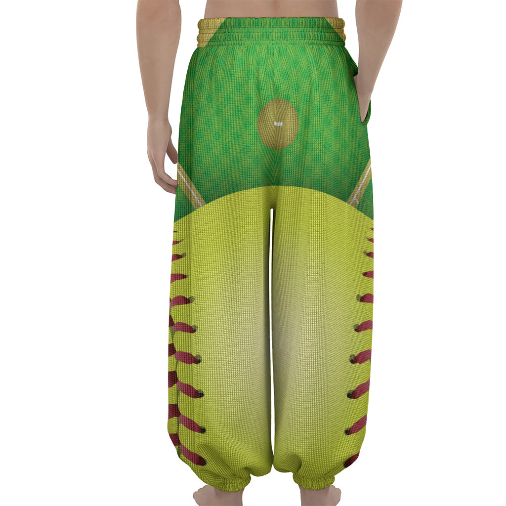 Softball Field And Ball Print Lantern Pants