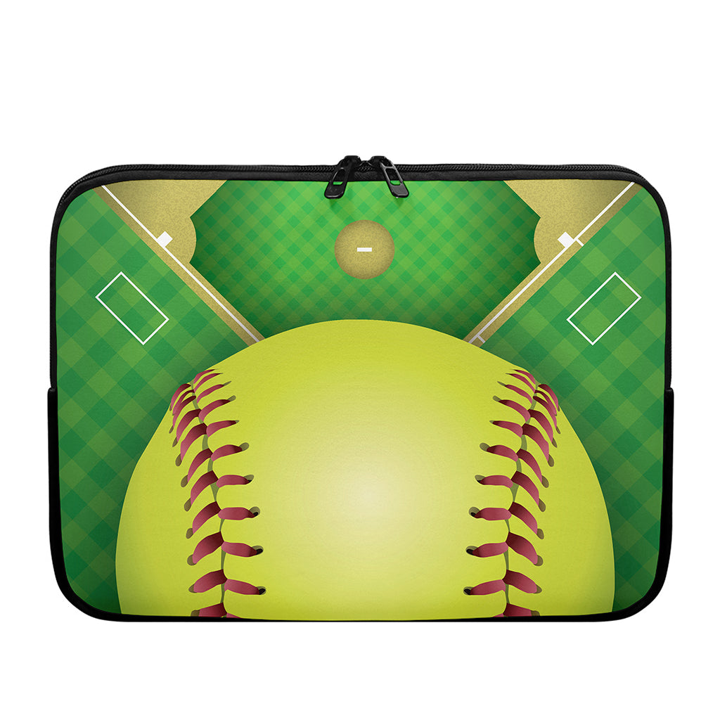 Softball Field And Ball Print Laptop Sleeve