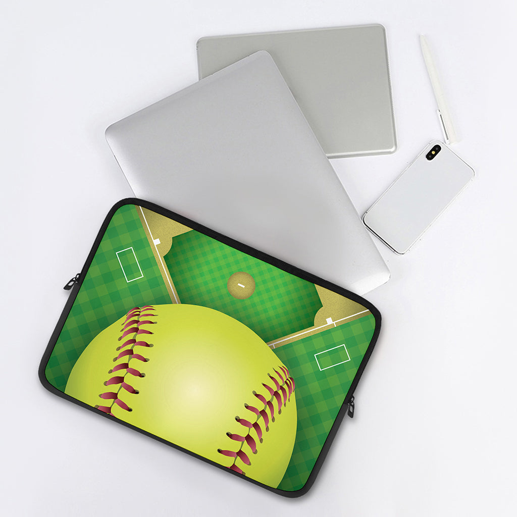 Softball Field And Ball Print Laptop Sleeve