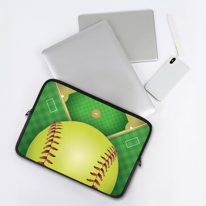 Softball Field And Ball Print Laptop Sleeve
