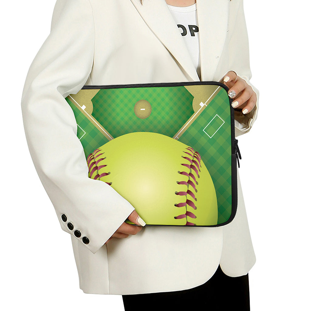Softball Field And Ball Print Laptop Sleeve