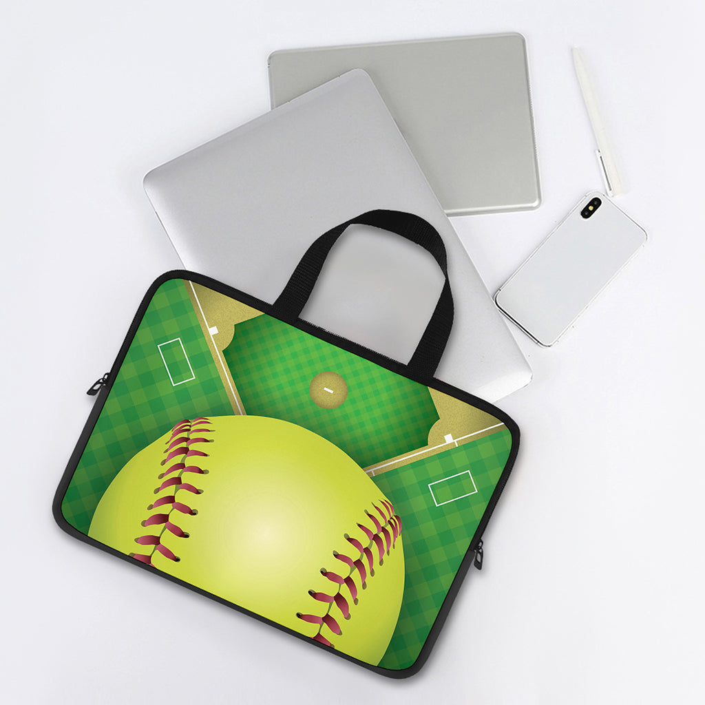 Softball Field And Ball Print Laptop Sleeve With Handle