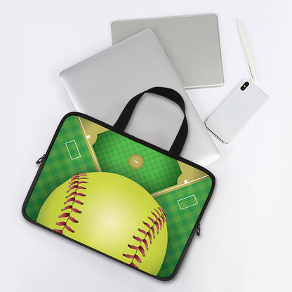 Softball Field And Ball Print Laptop Sleeve With Handle