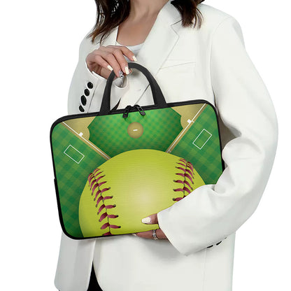 Softball Field And Ball Print Laptop Sleeve With Handle