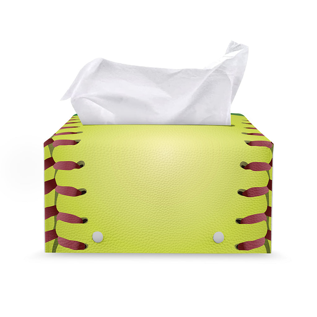 Softball Field And Ball Print Leather Tissue Box Cover