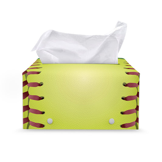 Softball Field And Ball Print Leather Tissue Box Cover
