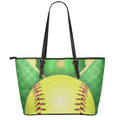 Softball Field And Ball Print Leather Tote Bag With Zipper