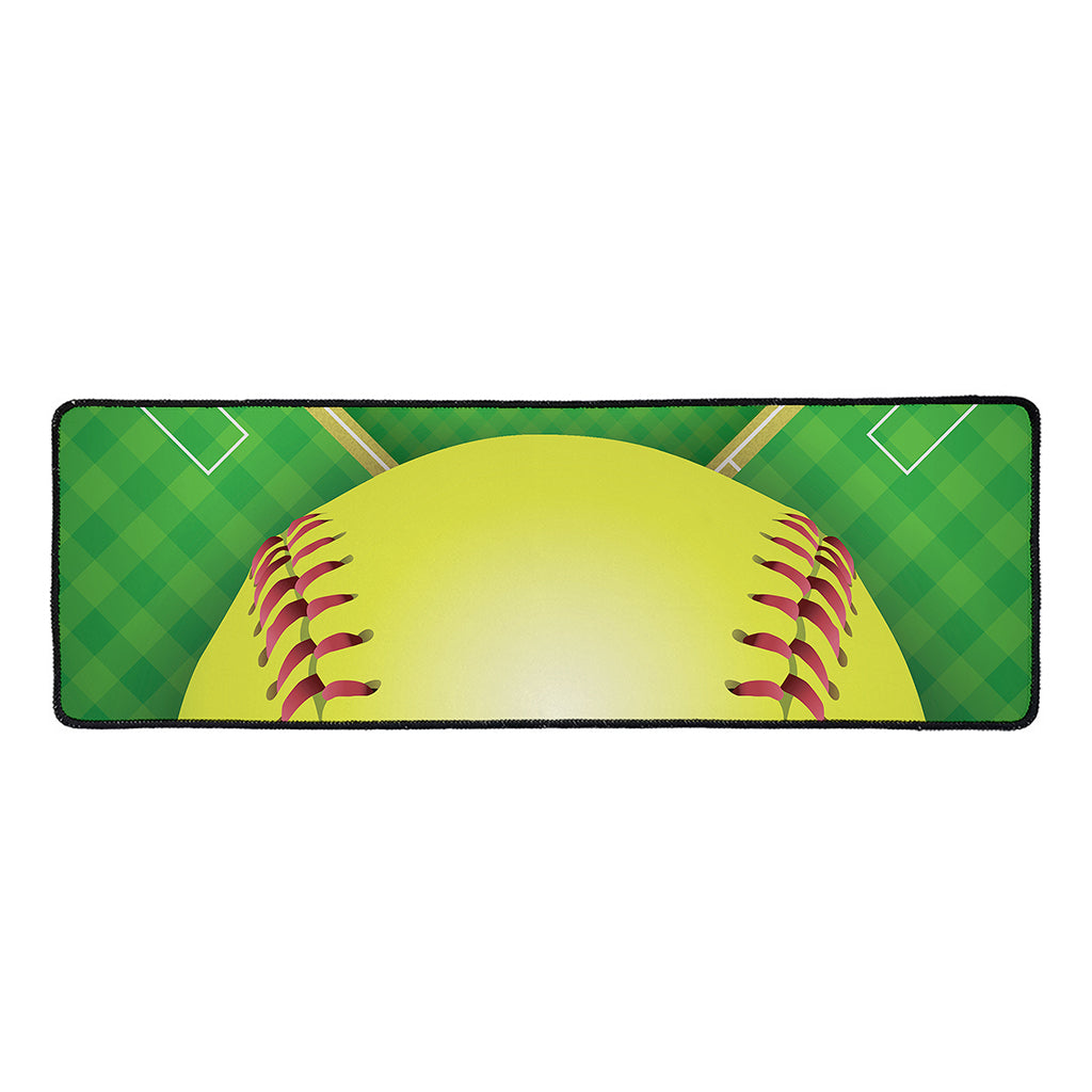 Softball Field And Ball Print Long Kitchen Mat