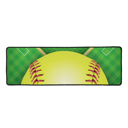 Softball Field And Ball Print Long Kitchen Mat