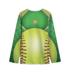 Softball Field And Ball Print Long Sleeve Short Coat