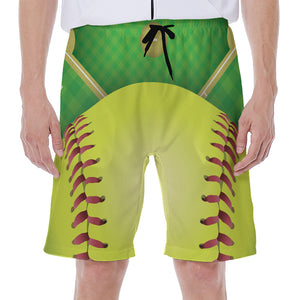 Softball Field And Ball Print Men's Beach Shorts