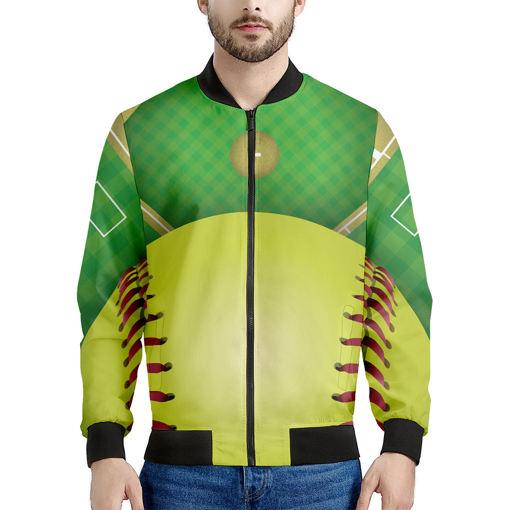 Softball Field And Ball Print Men's Bomber Jacket