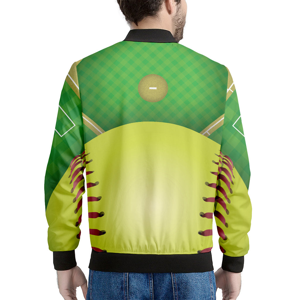 Softball Field And Ball Print Men's Bomber Jacket