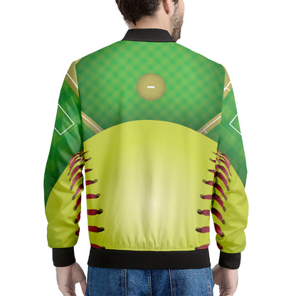 Softball Field And Ball Print Men's Bomber Jacket