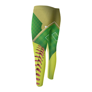 Softball Field And Ball Print Men's Compression Pants