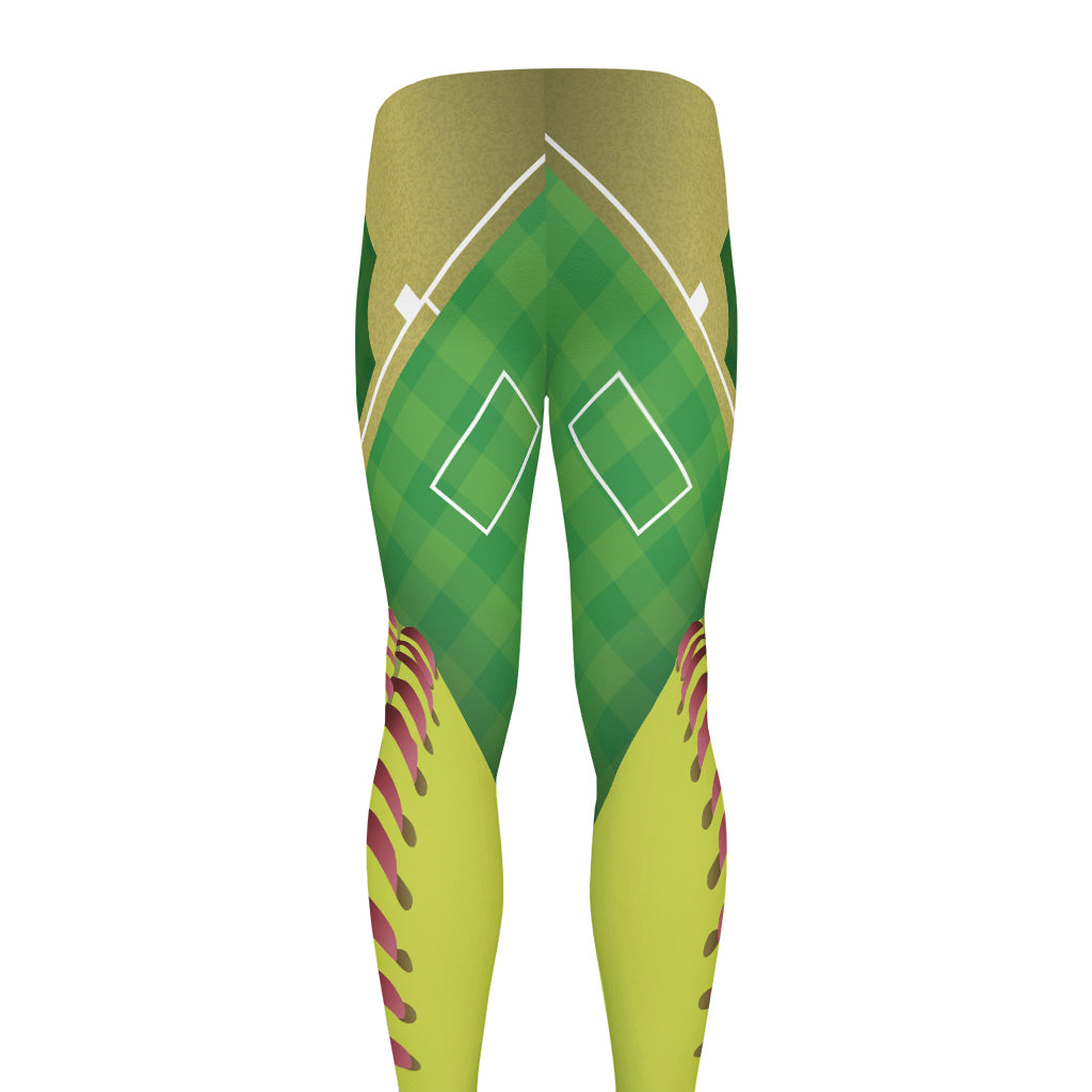 Softball Field And Ball Print Men's leggings