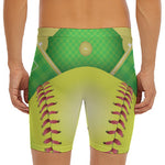 Softball Field And Ball Print Men's Long Boxer Briefs