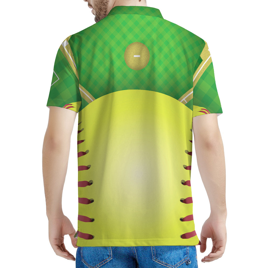 Softball Field And Ball Print Men's Polo Shirt