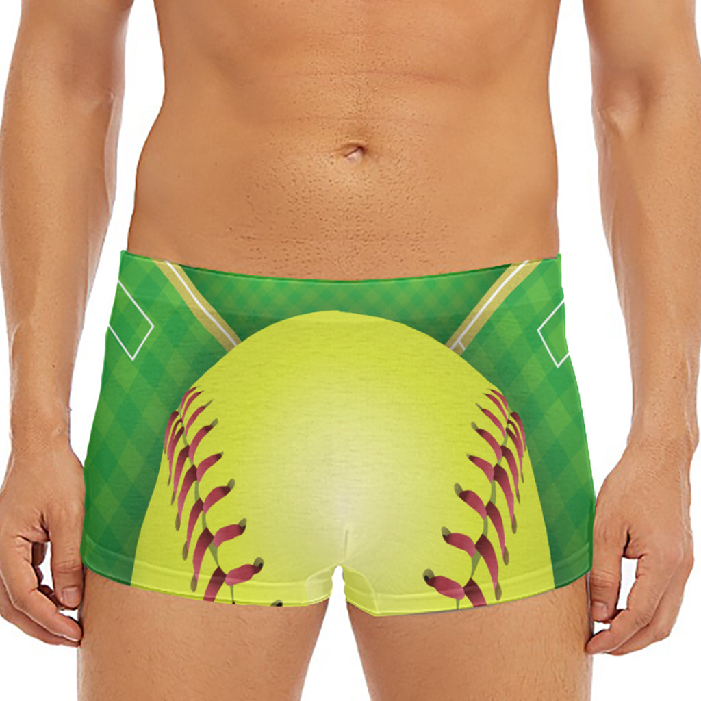 Softball Field And Ball Print Men's Short Boxer Briefs
