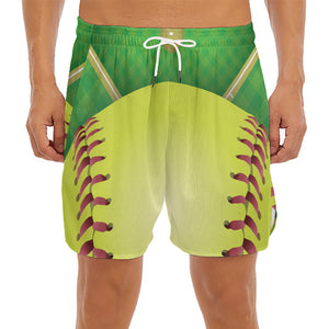 Softball Field And Ball Print Men's Split Running Shorts