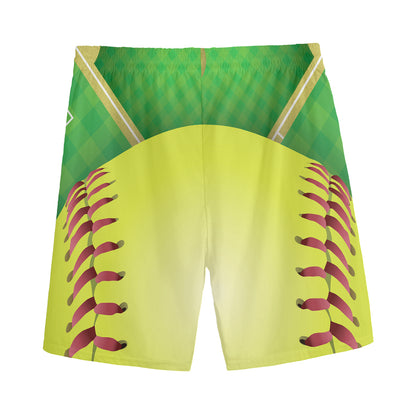 Softball Field And Ball Print Men's Sports Shorts