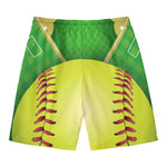 Softball Field And Ball Print Men's Swim Trunks