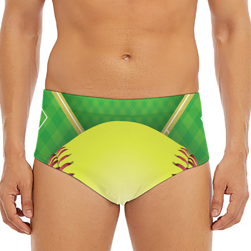 Softball Field And Ball Print Men's Triangle Swim Briefs