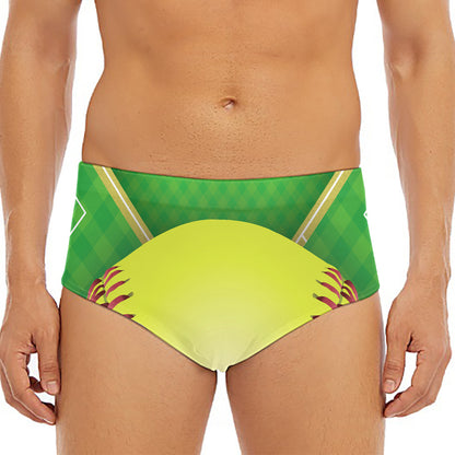 Softball Field And Ball Print Men's Triangle Swim Briefs