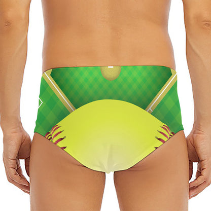 Softball Field And Ball Print Men's Triangle Swim Briefs