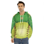 Softball Field And Ball Print Men's Velvet Pullover Hoodie